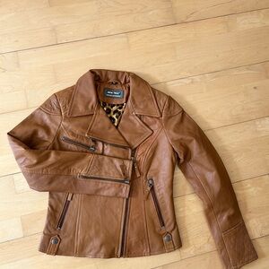 Brown Leather Biker Jacket